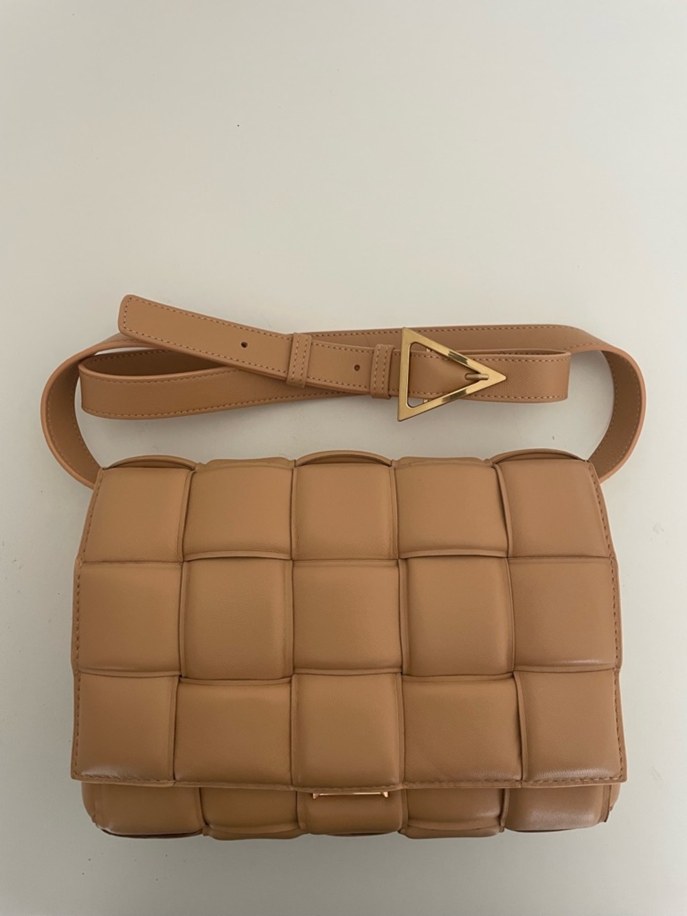 Tan Woven Leather Shoulder Bag